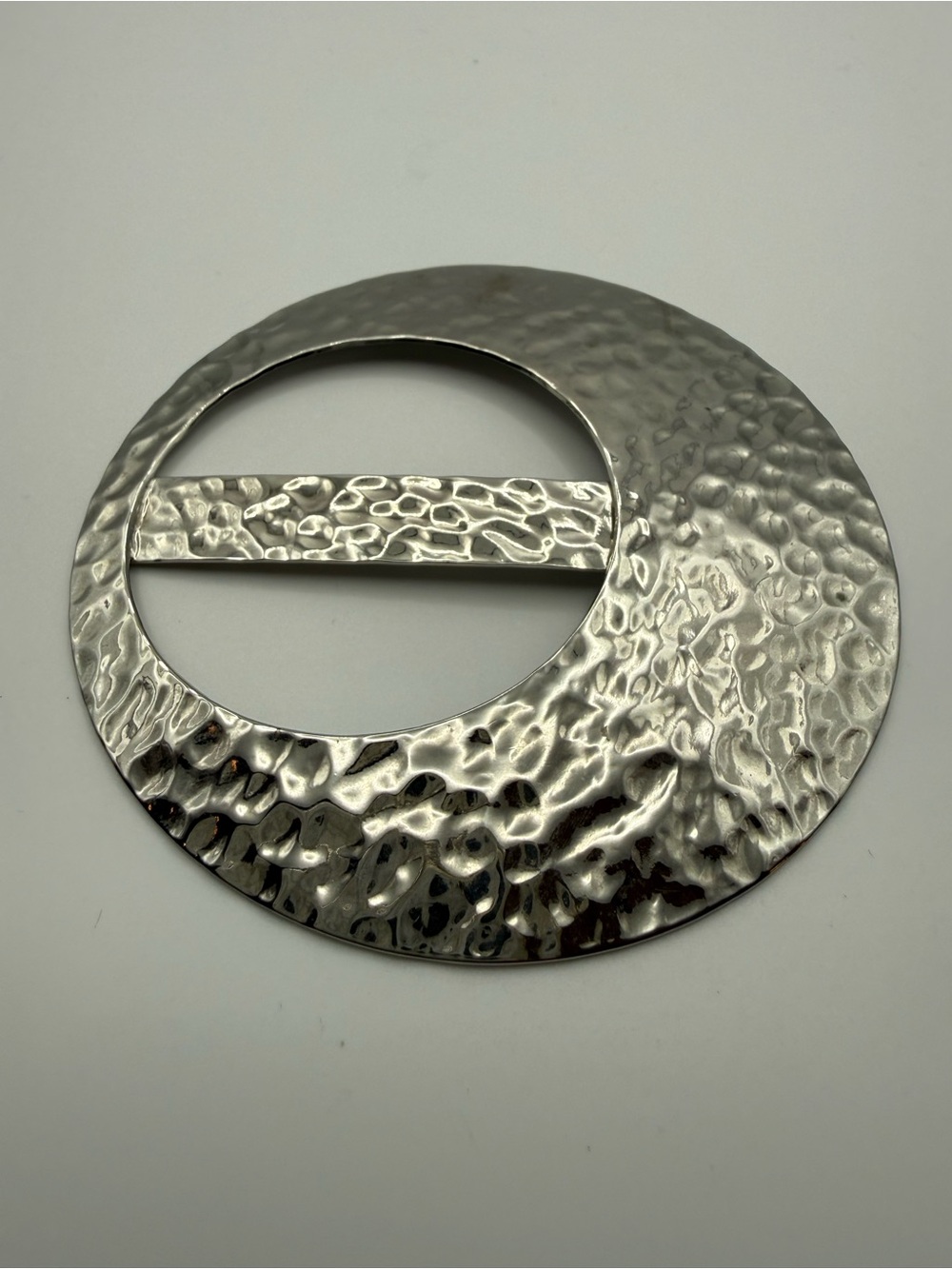 Hammered Silver-Tone Circle Scarf Ring